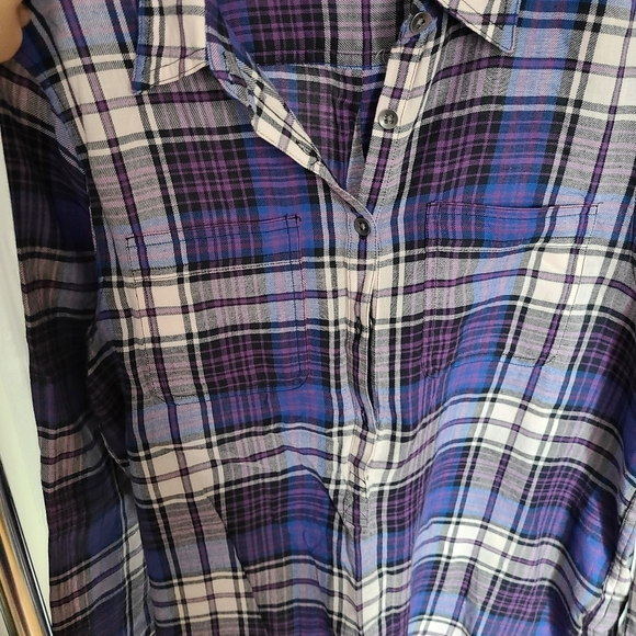 Chaps Creek Lane Checkered Flannel Print Button Down Shirt Size Medium NWT - Picture 3 of 9